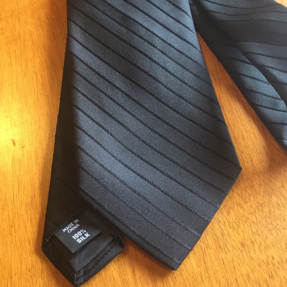Silk Charcoal and Black Striped Tie - Picture 2 of 2